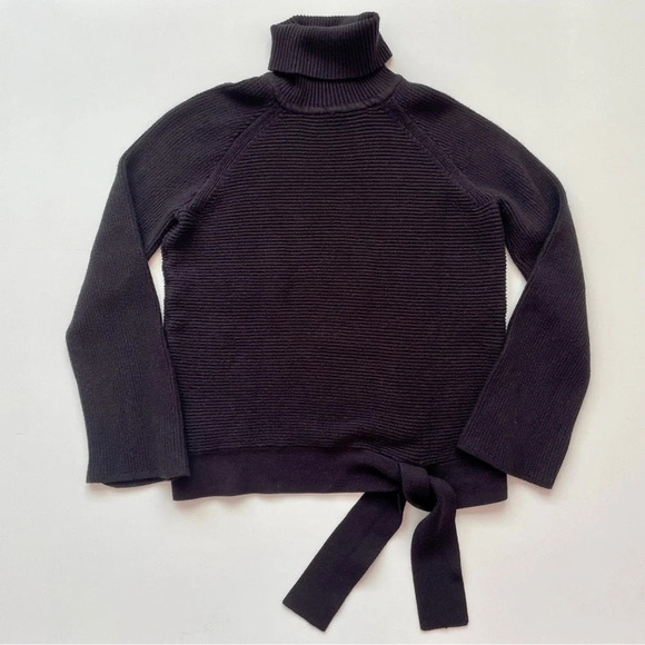 Simply Vera Vera Wang Women’s Side-Tie Ribbed Turtleneck Fall Winter Sweater - Picture 4 of 17